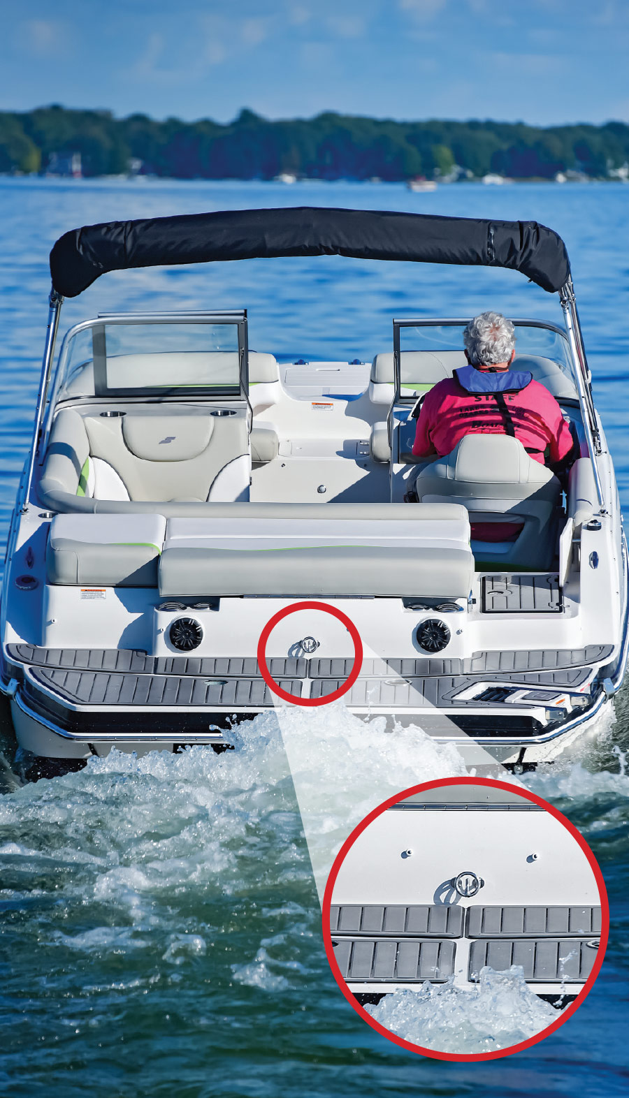 Ski tow Ski tow on the back of a boat