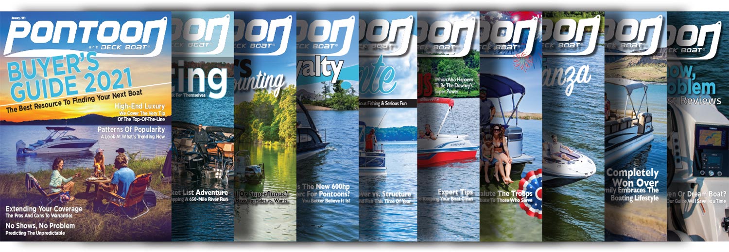 11 issue covers of Pontoon & Deck Boat