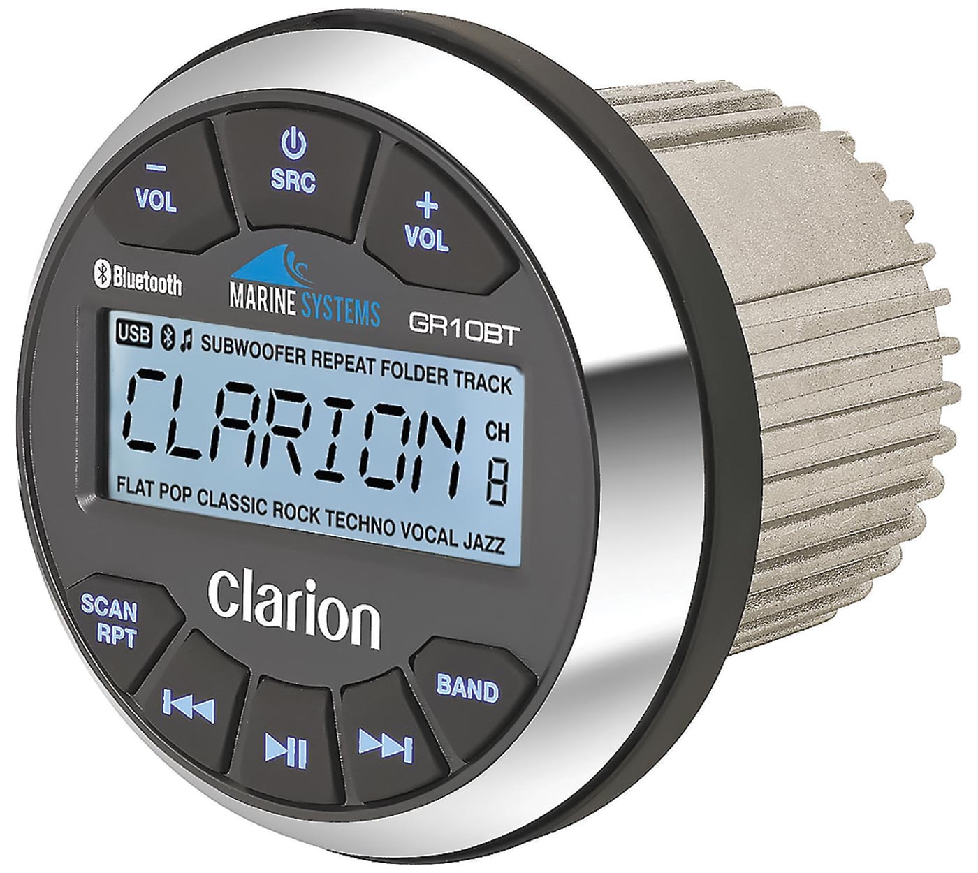 The Clarion GR10BT marine digital media receiver