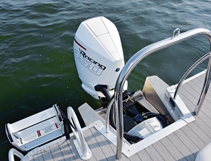 Avalon Pontoons engine on the back
