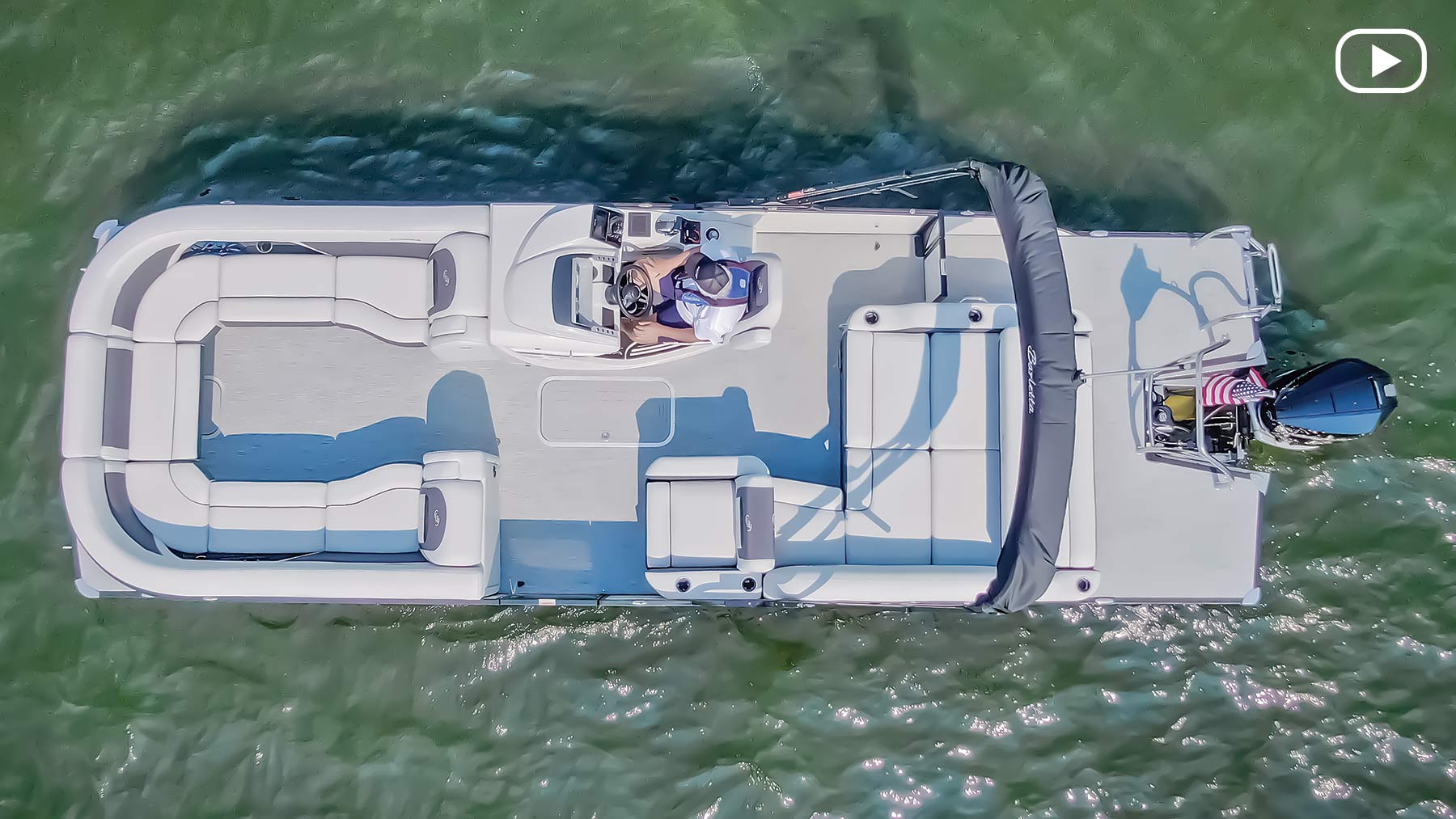 Barletta Corsa 25UE top view of boat with video icon