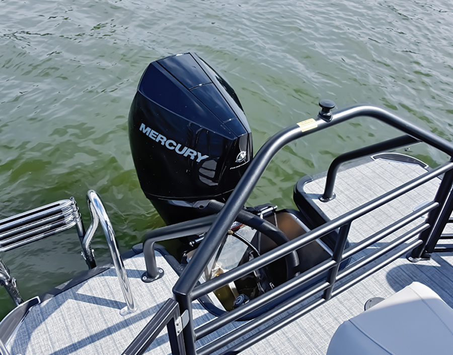Eclipse 25 SBX engine on the rear of the boat