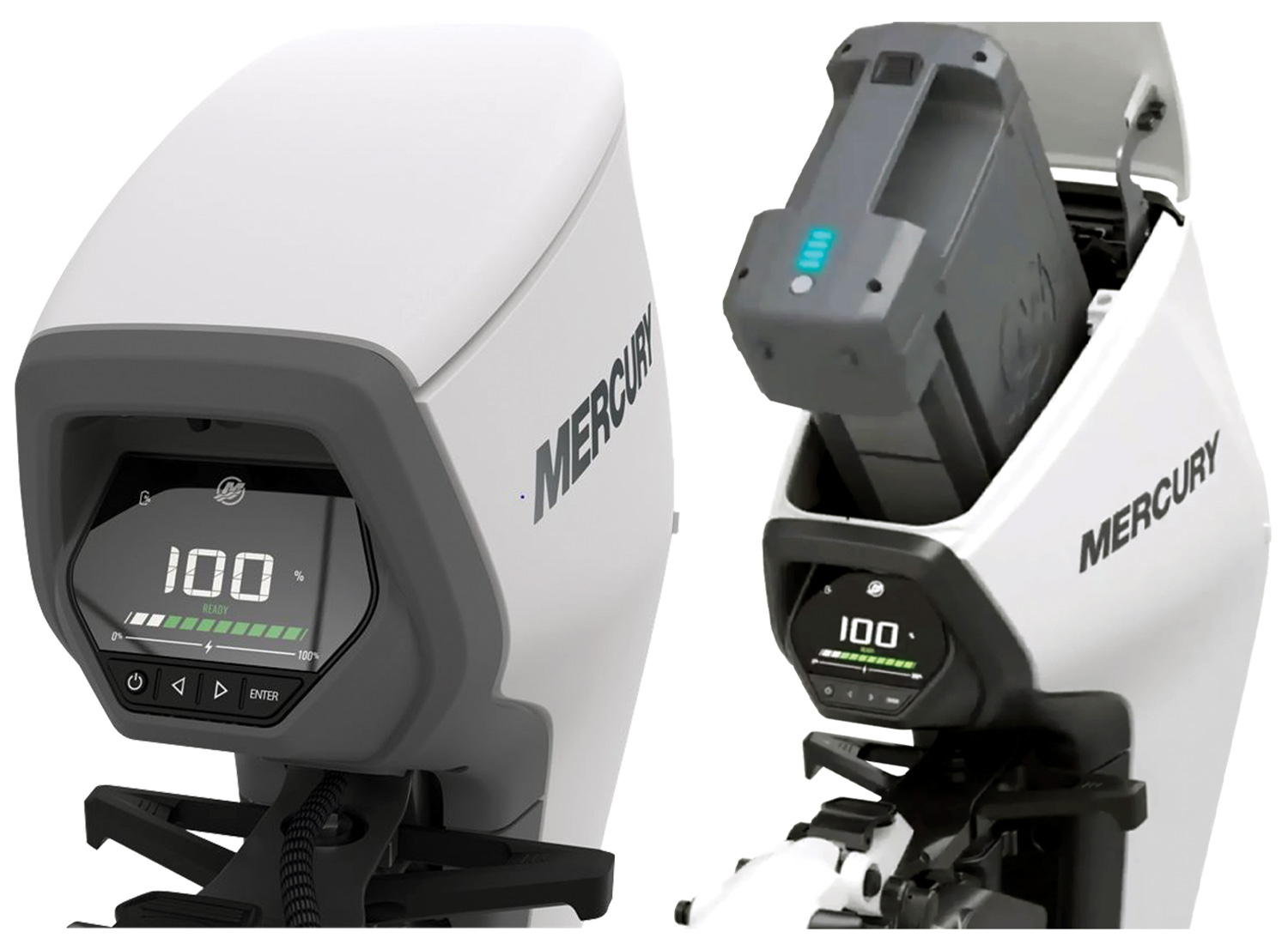 front screen view of Mercury Marine's Avator electric outboard concept