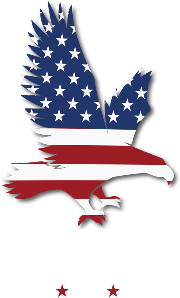 shape of an eagle with an American flag inside with typography that says Salute the Troops 2022