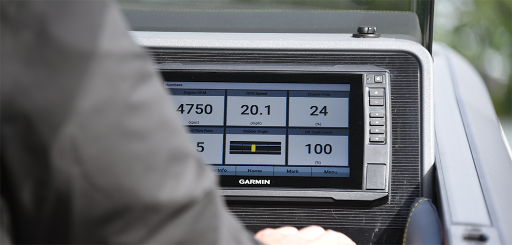 Garmin digital dashboard on helm