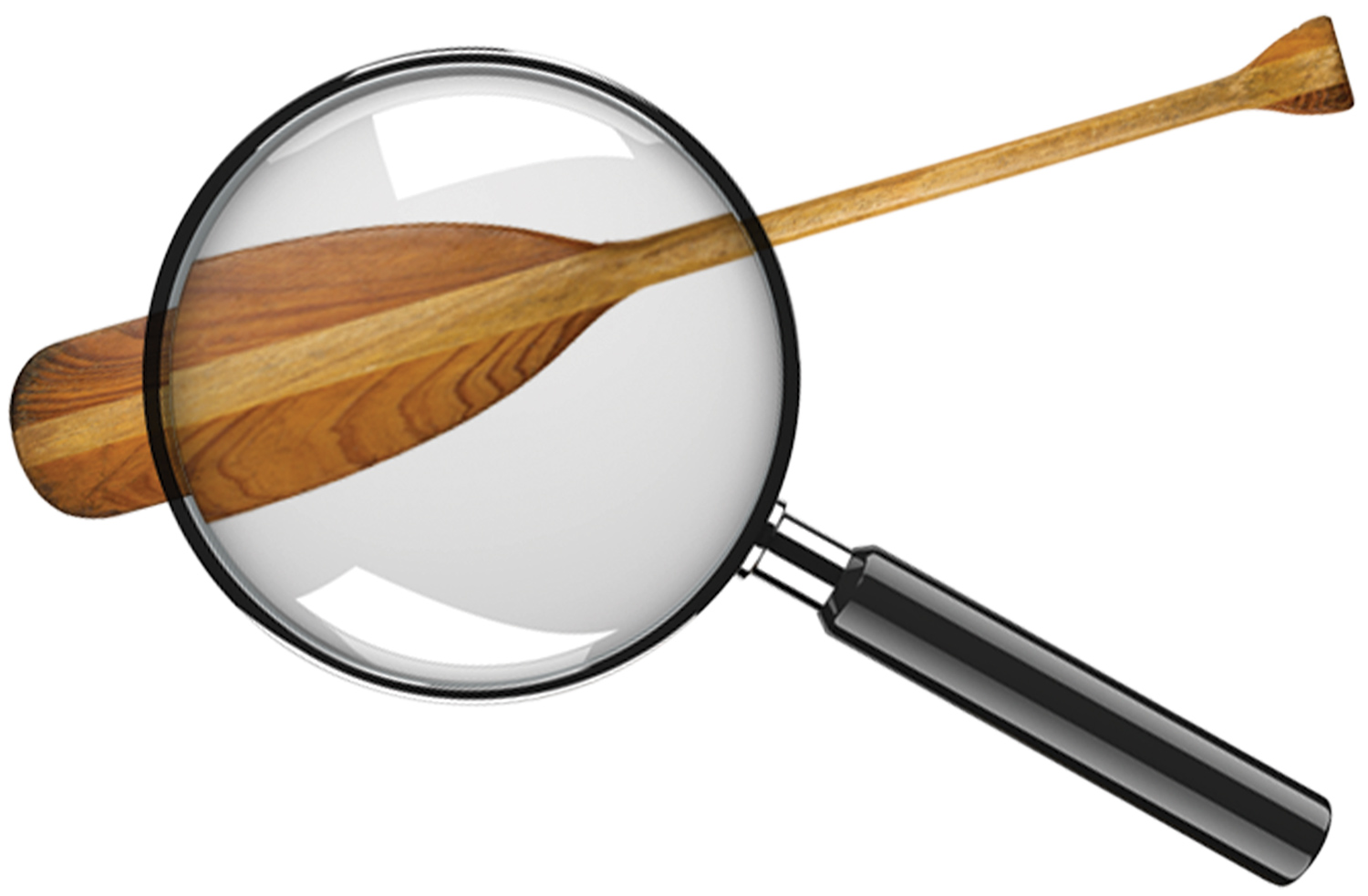 a magnifying glass over a paddle
