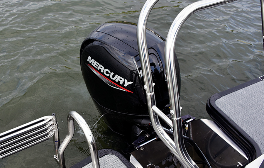 the Sylvan Mirage X3 Party Fish's Mercury 150 engine