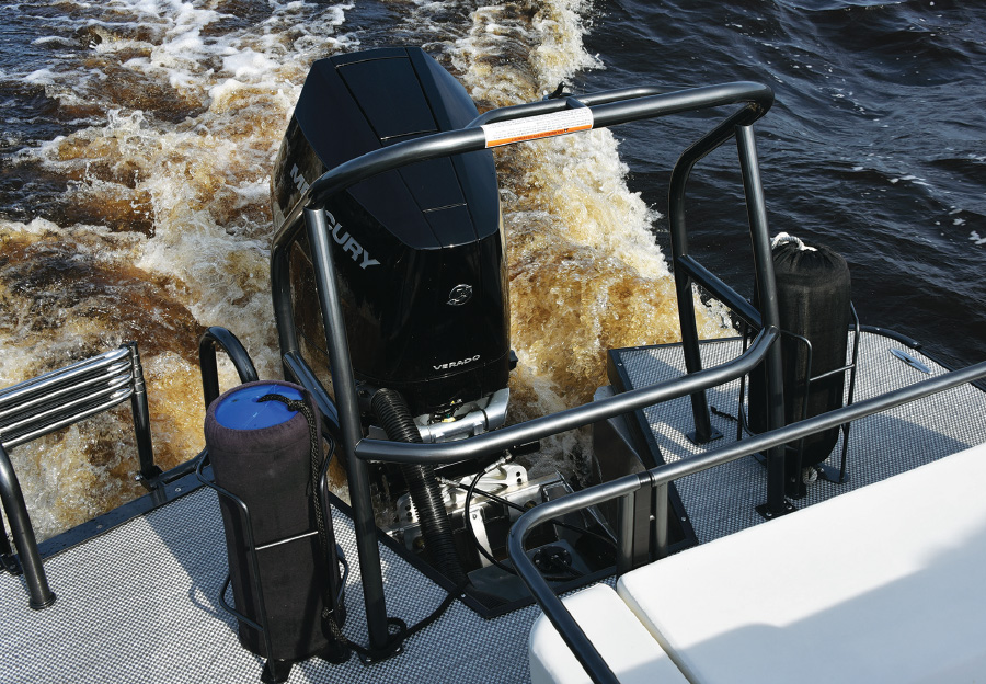 view of rear of boat with engine