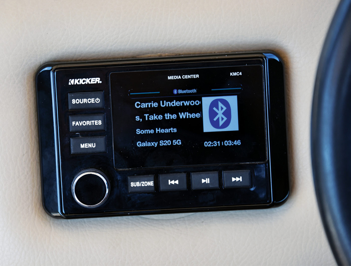 Close-up of headunit