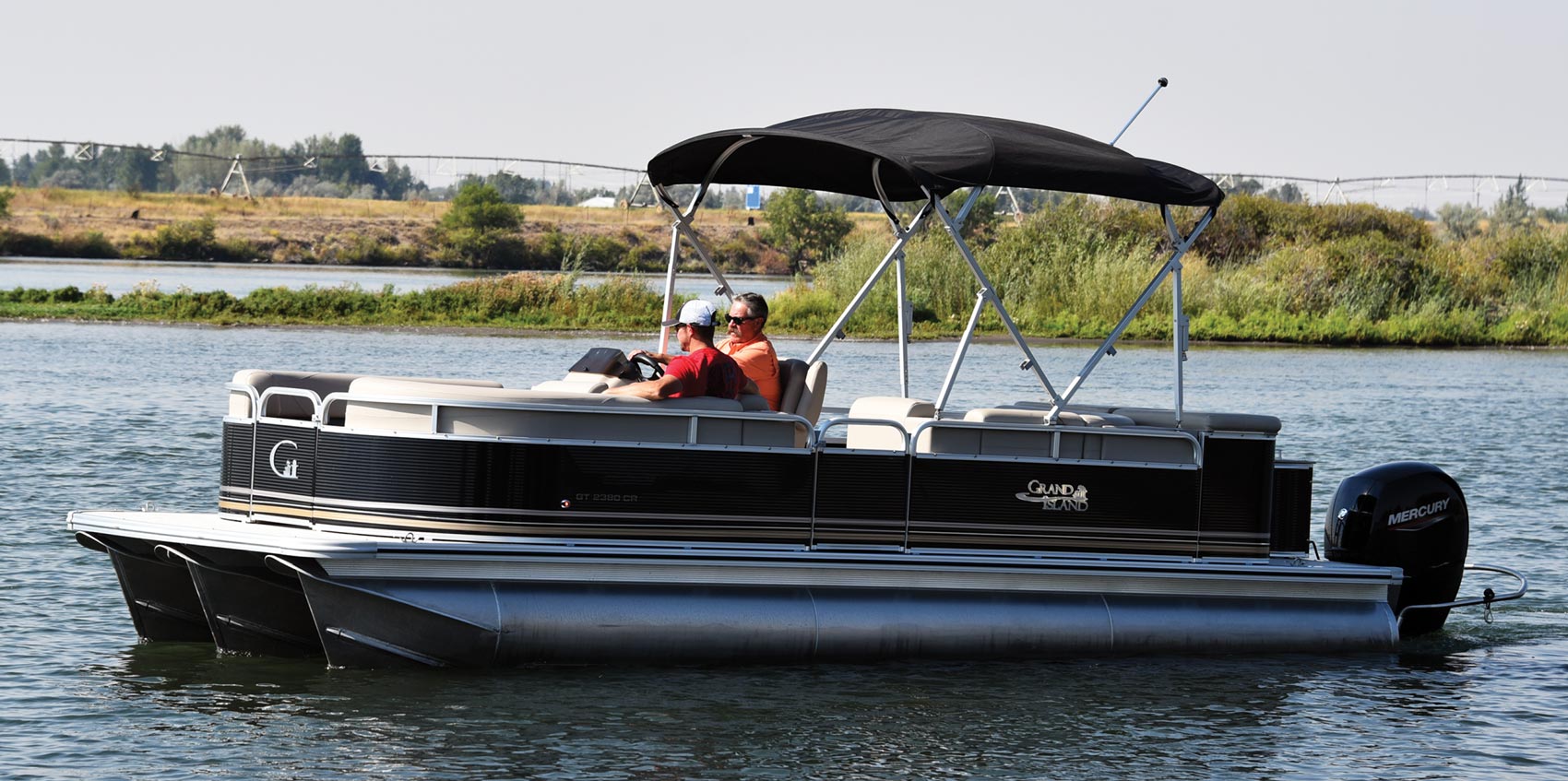 Black pinstripe Grand Island pontoon