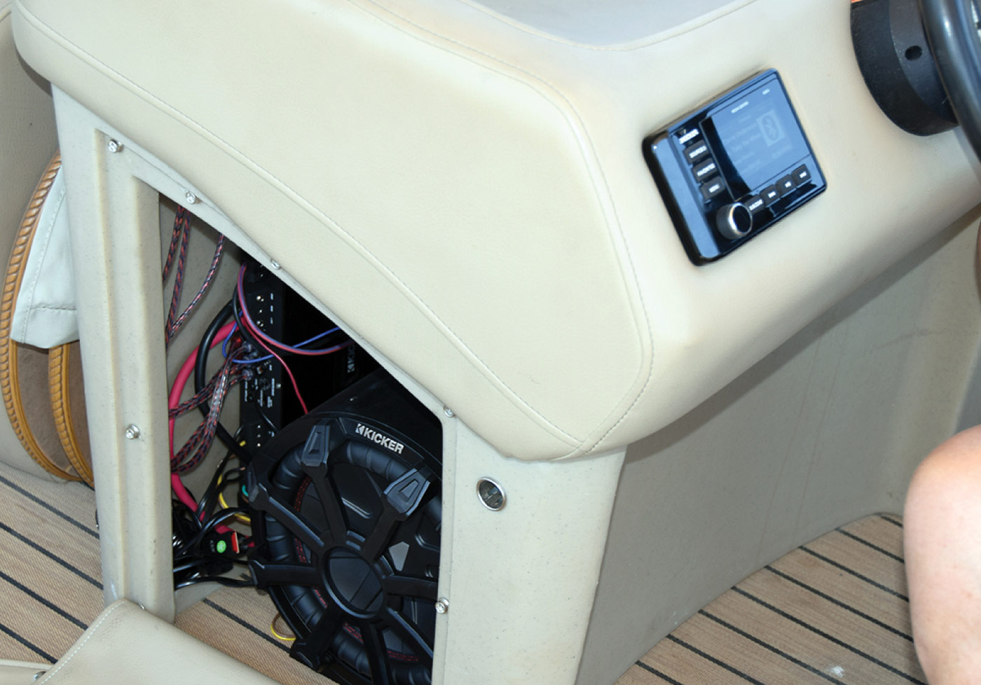 Subwoofer under helm console