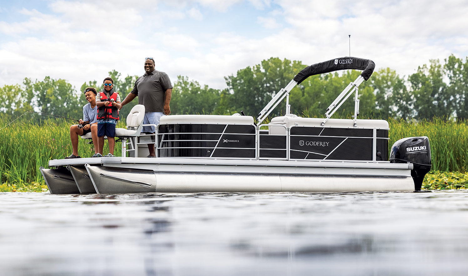 family on boat