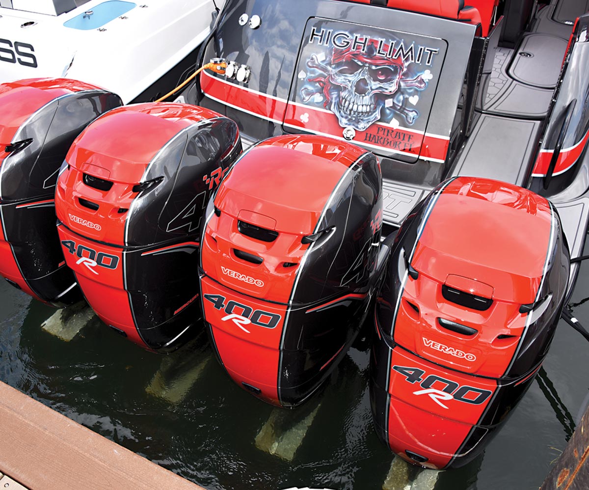 Quad Verado 400R outboards on "High Limit" boat