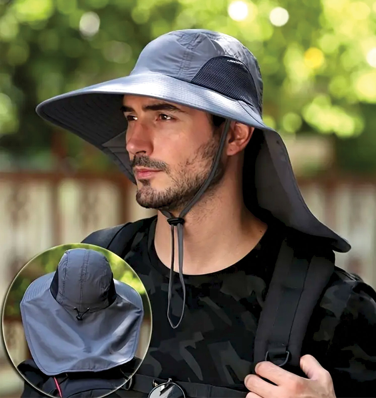 Man wearing Wide Brim Sun Screen Hat