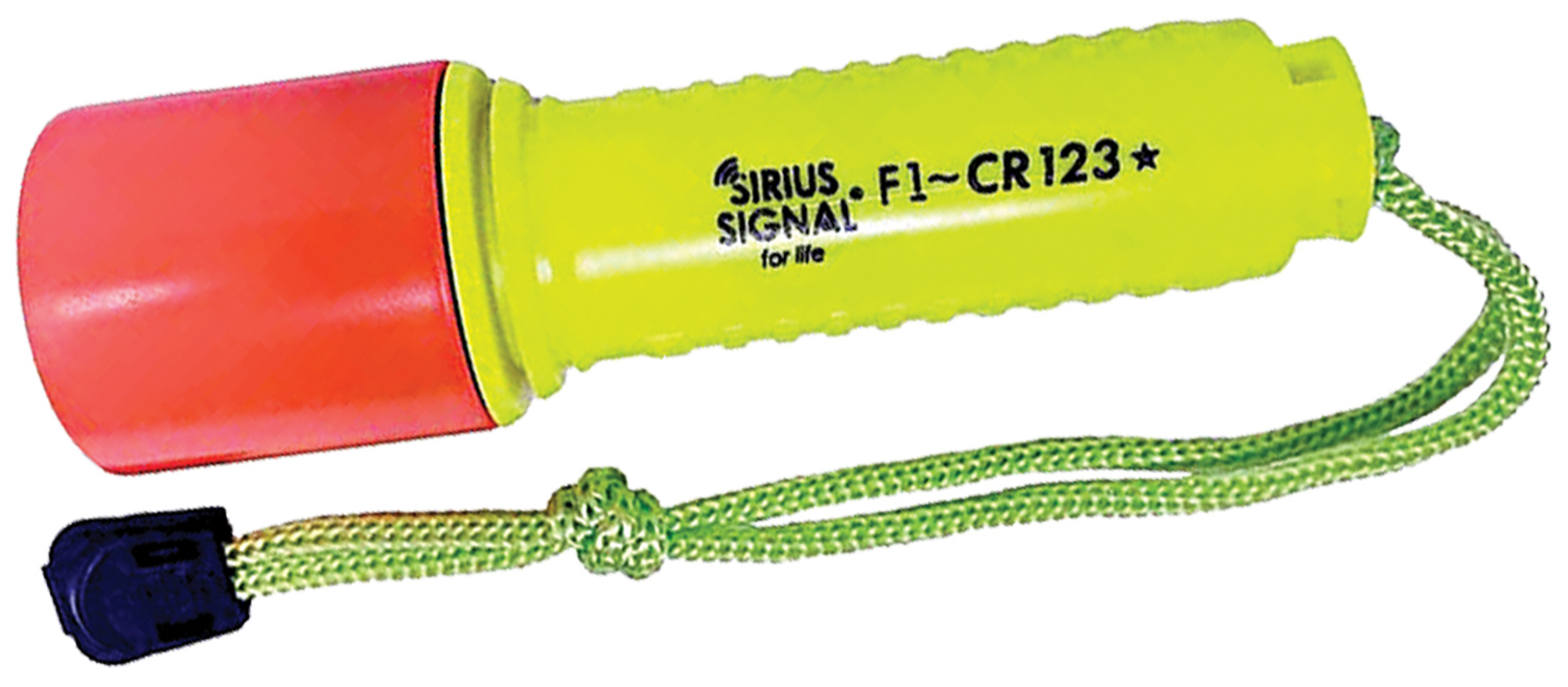close view of the Sirius Signal F1-CR123 80 lumen Floating Flashlight