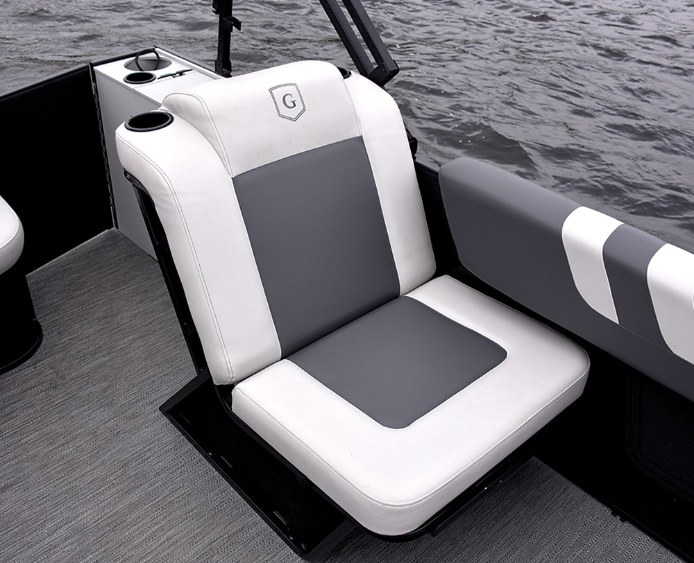 a passenger seat on the Godfrey Mighty G series pontoon