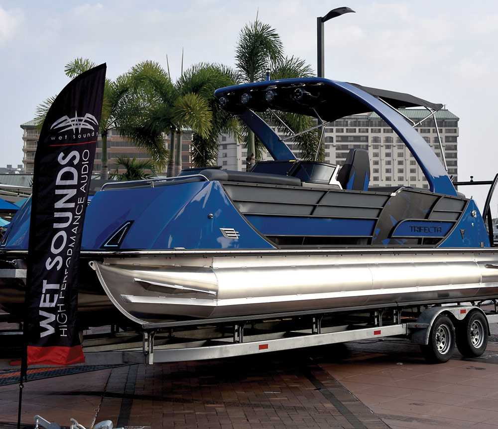 JC TriToon SportAngler on a trailer