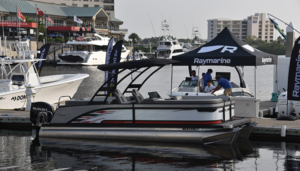 pontoon boat on the water