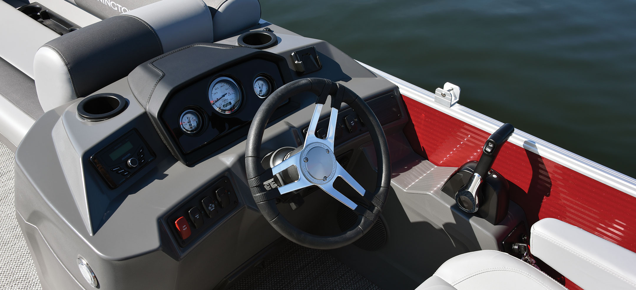 Close up of the steering column