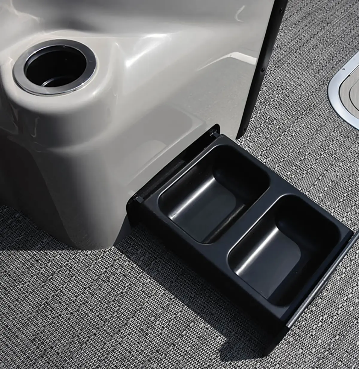 pet food and water dishes built into Barletta Pontoon