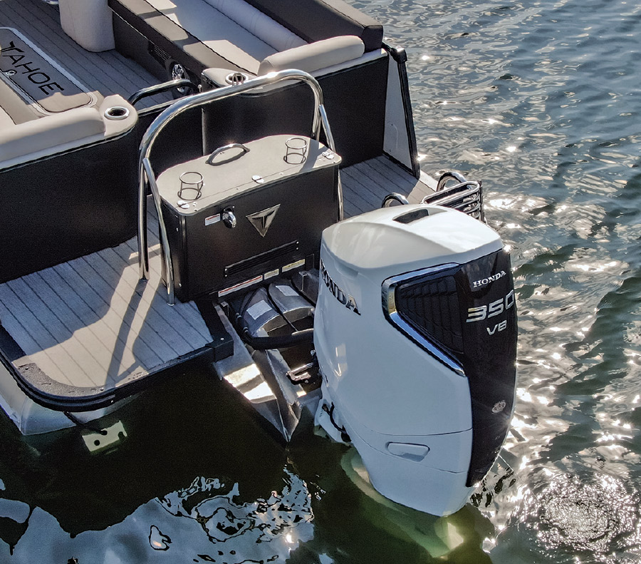 view of engine on rear of boat