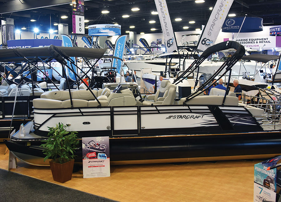 Starcraft boat on display in a showroom