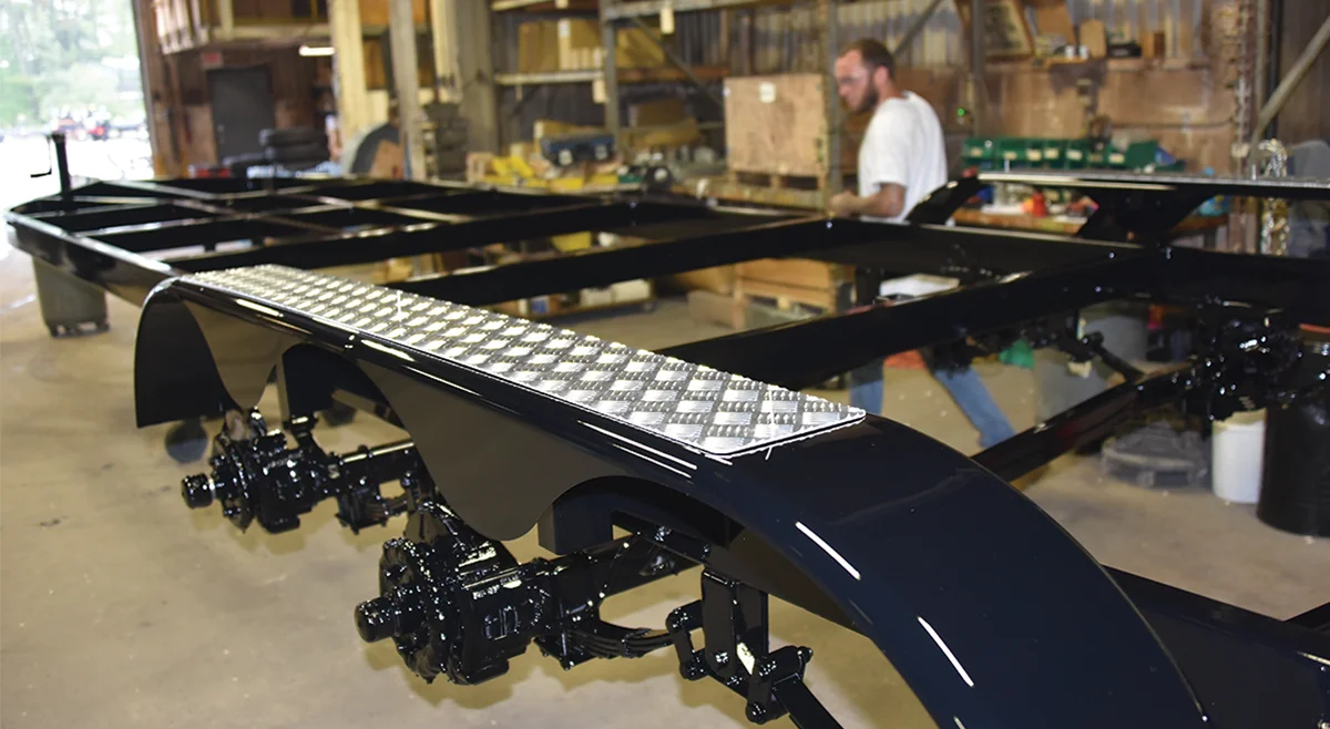 close up of boat trailer frame