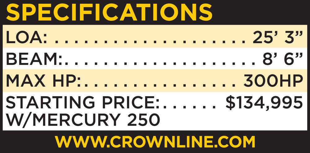 Crownline E260 XS Specifications Table