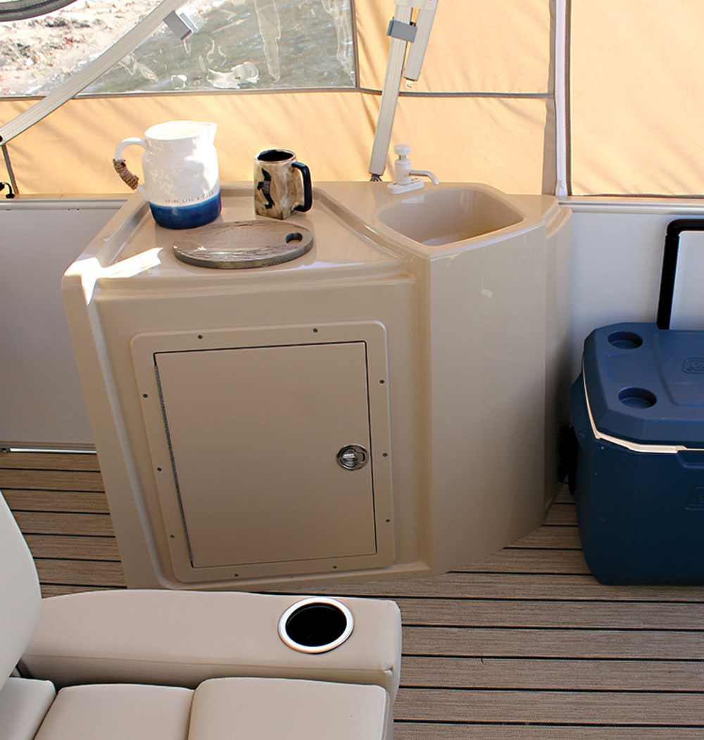 sink area inside of a boat