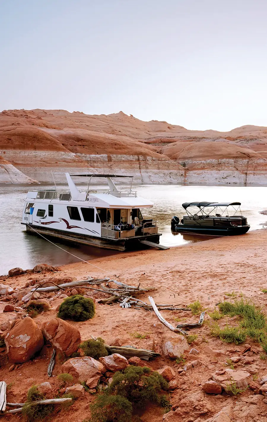 pontoon parked along shore