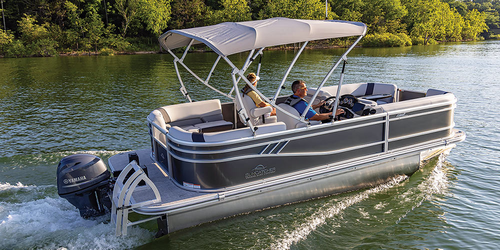black and gray SunCatcher Select 20 RC pontoon