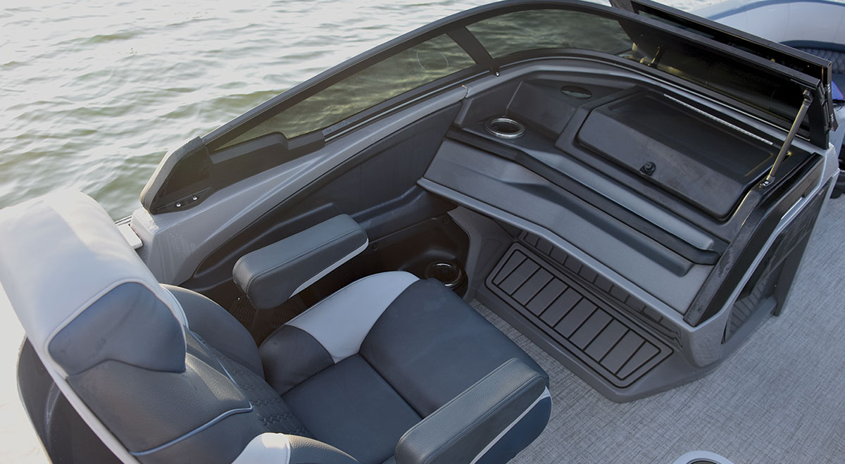 seat on a Tahoe pontoon