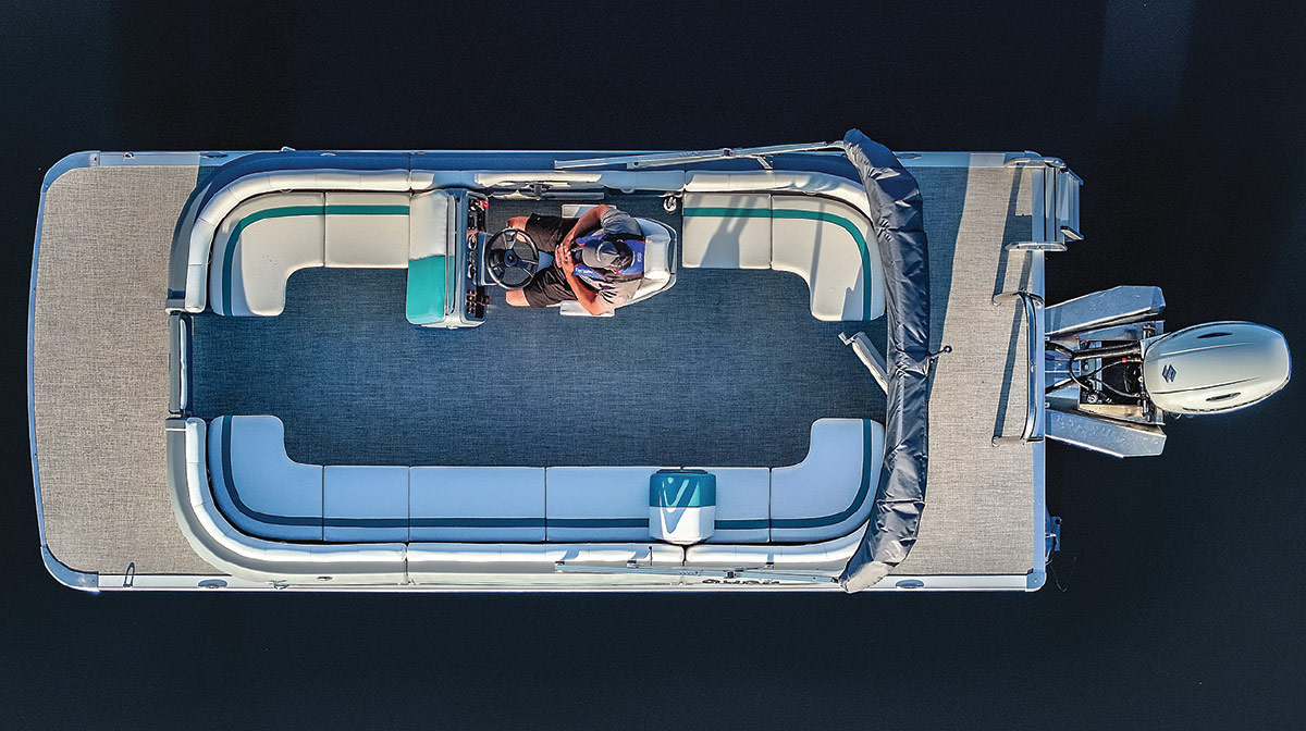 aerial view of Aura Quad Lounge pontoon