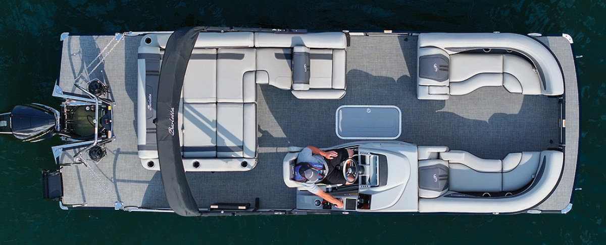 aerial view of Barletta Corsa X23U pontoon