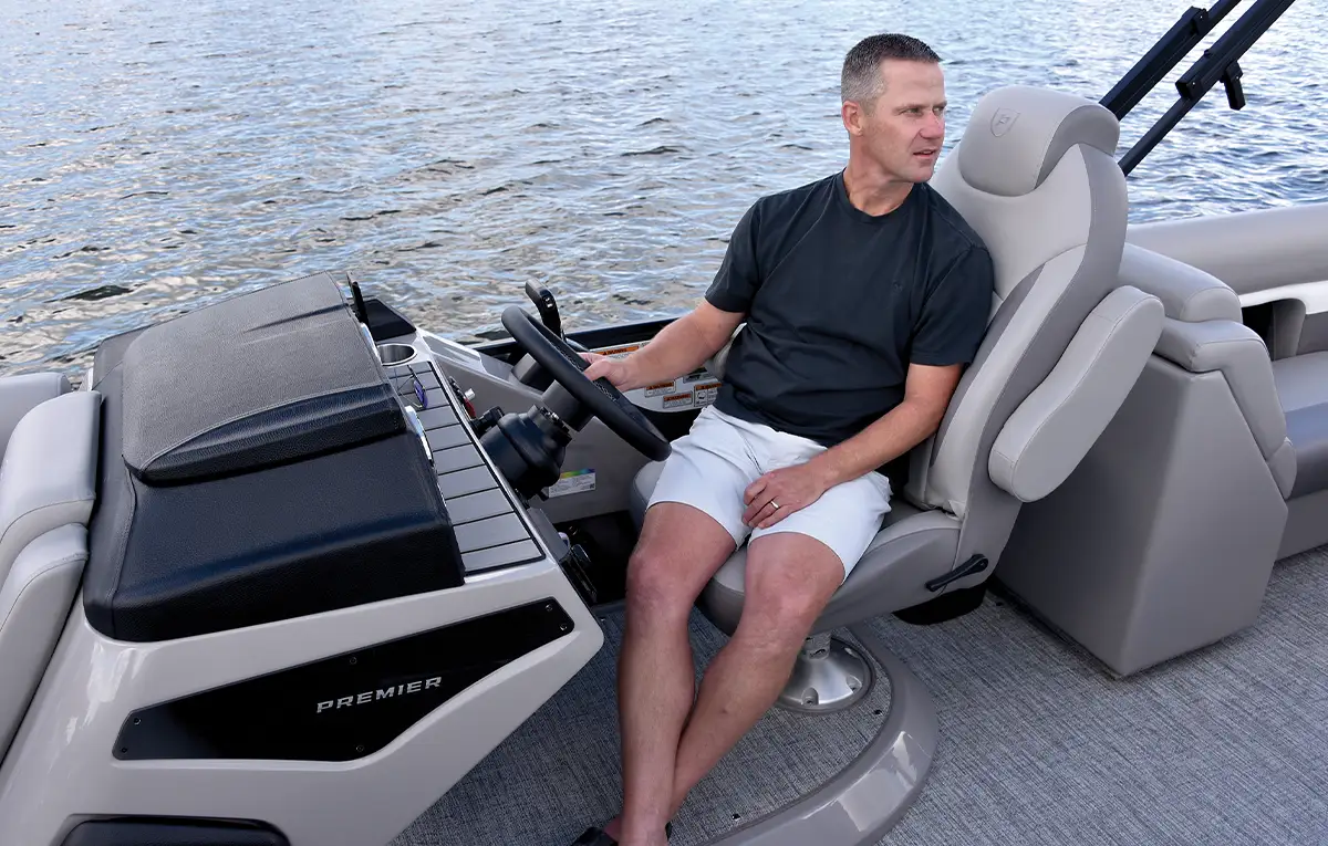 a man relaxes in the captains chair