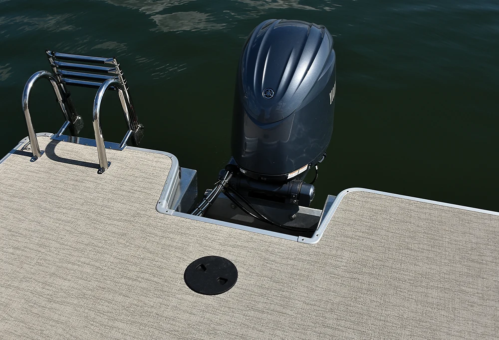 motor and back deck of a Godfrey Sweetwater 2286 pontoon