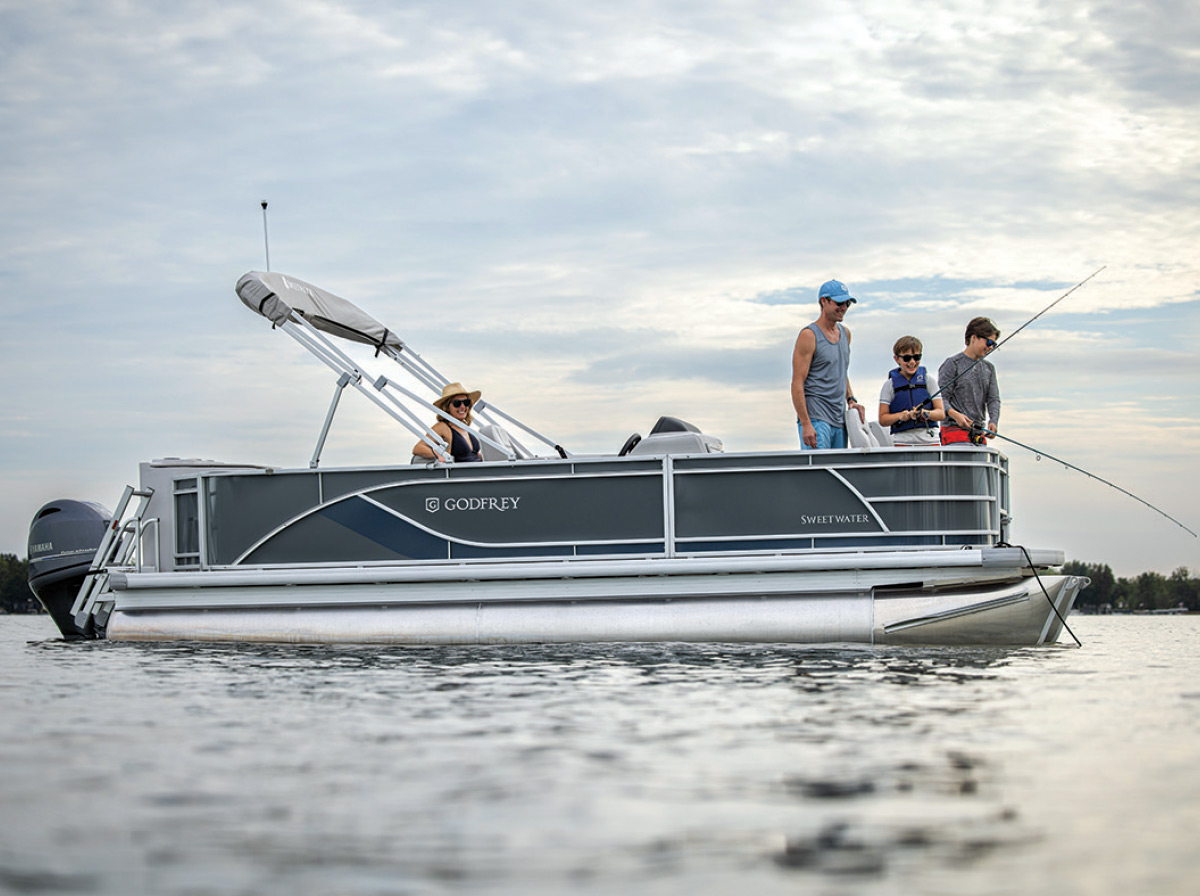 people fishing on Godfrey Pontoon Sweetwater SW 2086 F 