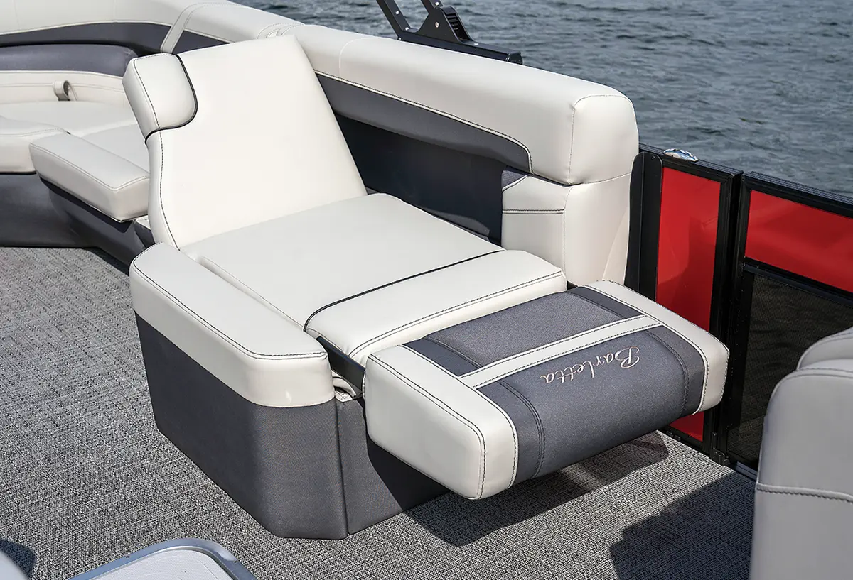 recliner chair on a MY2025 Barletta Cabrio pontoon