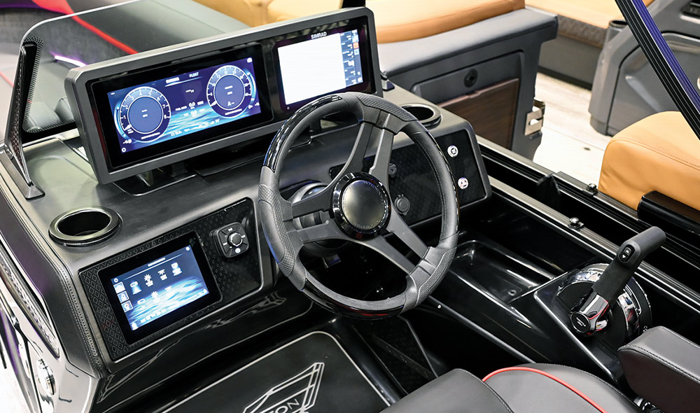 the helm of a Bennington M Series pontoon