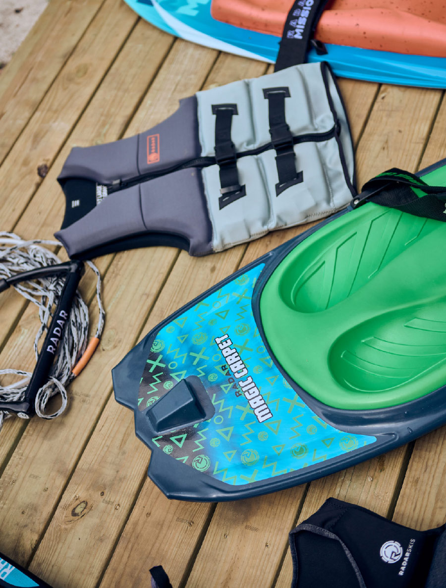 Radar Magic Carpet and life jacket sitting on dock