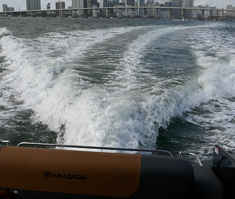 view of the wake of a pontoon
