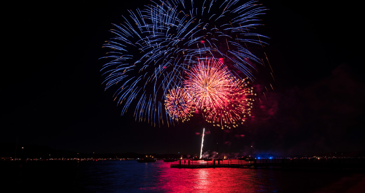 firework show at Lake Tahoe