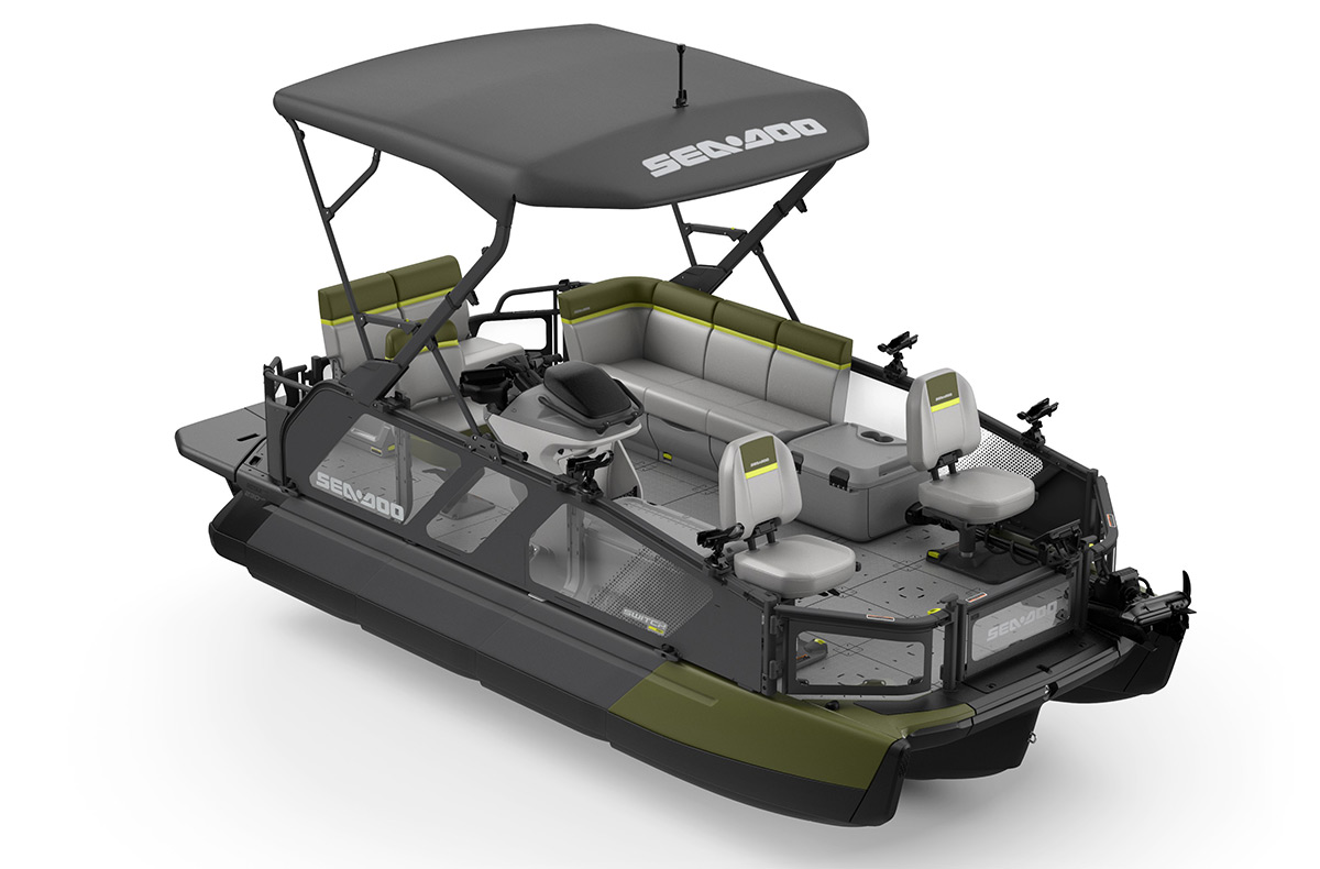 green and black Sea-Doo pontoon
