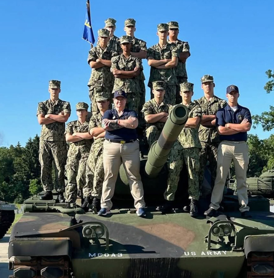U.S. Army troop on tank