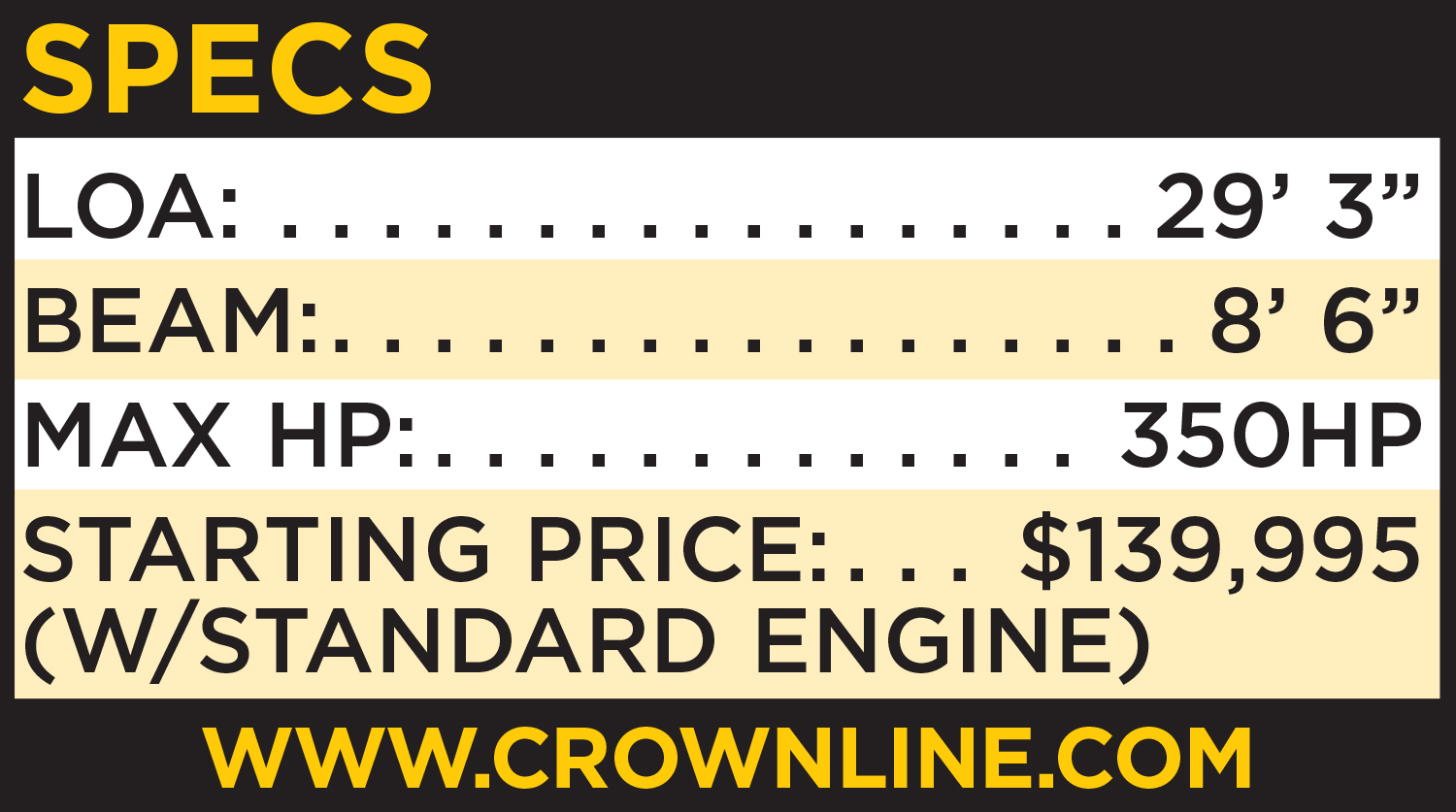 Crownline E280 XS specifications table
