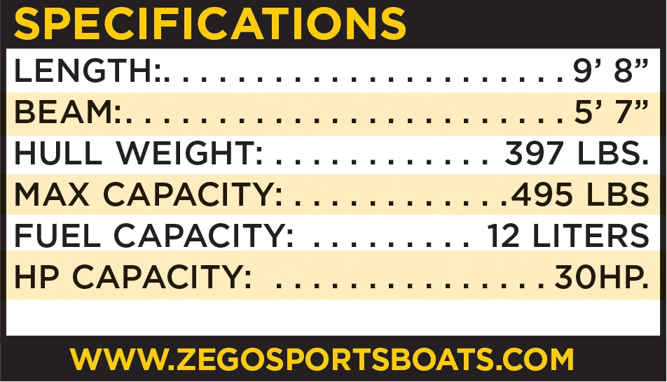 Zego Sports Boats Model 300 specs table