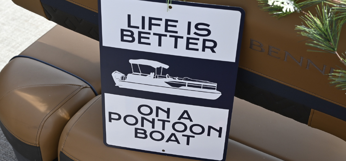 “Life Is Better on a Pontoon” metal sign