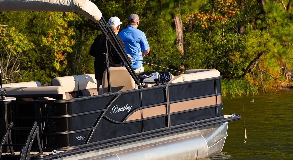 Bentley Fish-N-Cruise 200 pontoon in black and tan