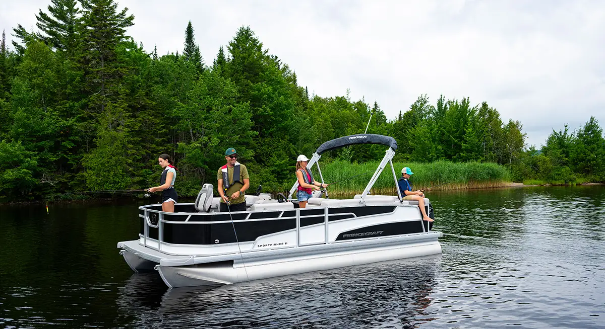 Princecraft Sportfisher 21-2S pontoon in black and white